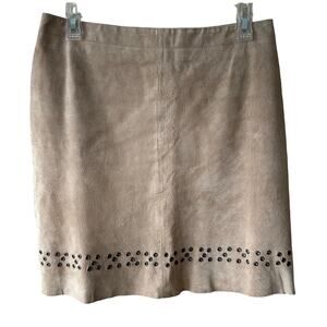 New Frontier Suede Leather Skirt Lined Tan Size 6 Cowgirl Western Boho Festival